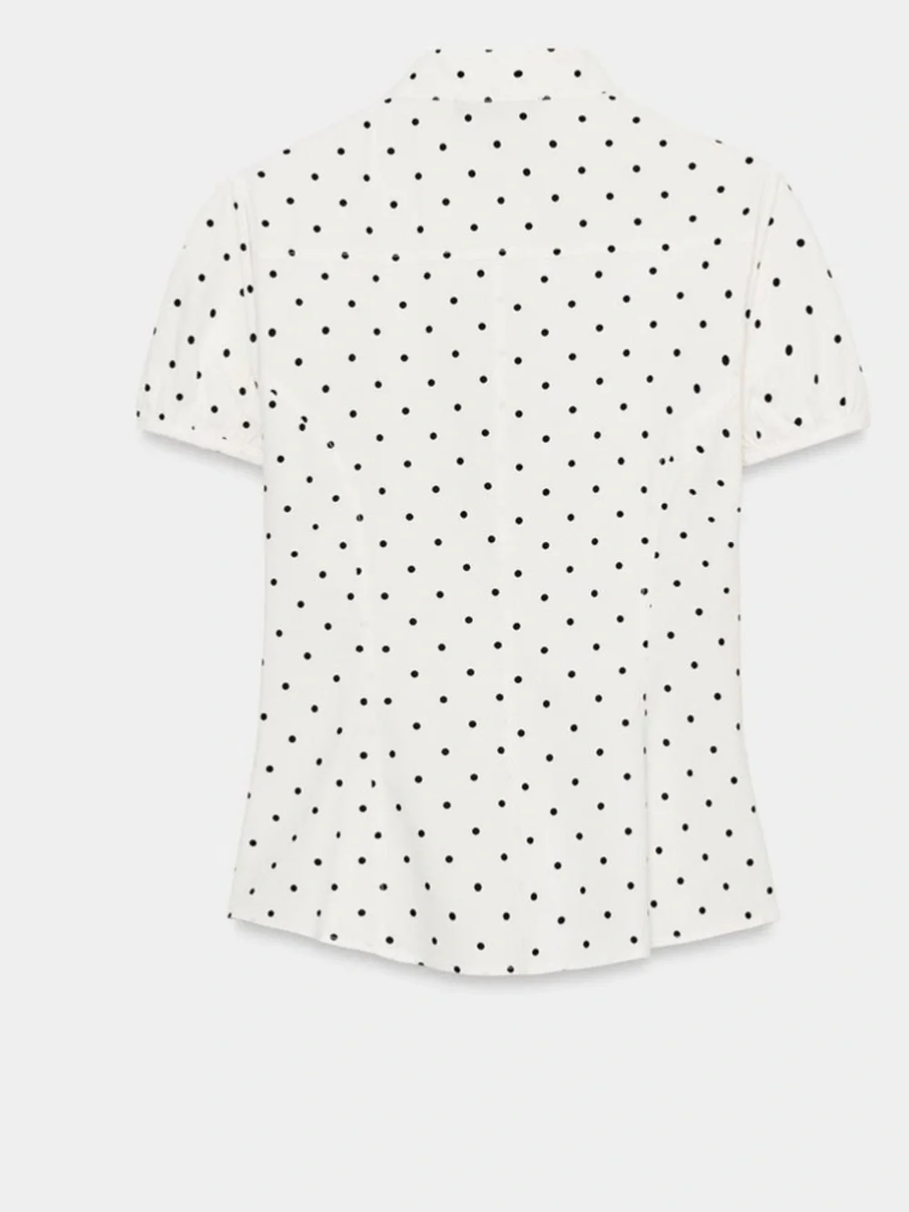 Zara White Polka Dot Tie-Neck Puff Sleeve Blouse
